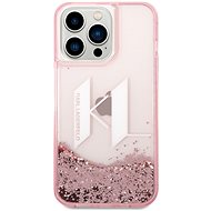 Karl Lagerfeld Liquid Glitter Big KL Logo Back Cover for iPhone 14 Pro Pink - Phone Cover