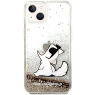 Karl Lagerfeld Liquid Glitter Choupette Eat Back Cover for iPhone 14 Gold - Phone Cover
