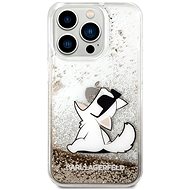 Karl Lagerfeld Liquid Glitter Choupette Eat Back Cover for iPhone 14 Pro Gold - Phone Cover