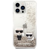 Karl Lagerfeld Liquid Glitter Karl and Choupette Back Cover für iPhone 14 Pro Max Gold - Handyhülle
