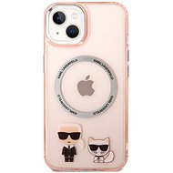 Karl Lagerfeld MagSafe kompatibilis Karl and Choupette iPhone 14 tok - rózsaszín - Telefon tok