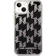 Karl Lagerfeld Monogram Liquid Glitter Back Cover for iPhone 14 Black - Phone Cover