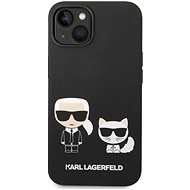 Karl Lagerfeld and Choupette Liquid Silicone Zadný Kryt pre iPhone 14 Black - Kryt na mobil