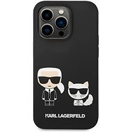 Karl Lagerfeld und Choupette Liquid Silicone Back Cover für iPhone 14 Pro Max Schwarz - Handyhülle