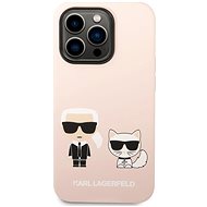 Karl Lagerfeld and Choupette Liquid Silicone Zadní Kryt pro iPhone 14 Pro Pink - Phone Cover