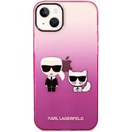 Karl Lagerfeld Gradient Karl and Choupette Back Cover für iPhone 14 Plus Pink - Handyhülle
