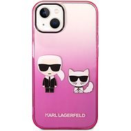 Karl Lagerfeld Gradient Karl and Choupette Back Cover für iPhone 14 Pink - Handyhülle