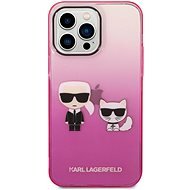 Karl Lagerfeld Gradient Karl and Choupette Back Cover für iPhone 14 Pro Max Pink - Handyhülle