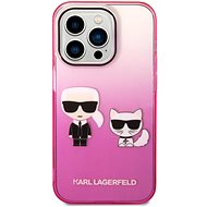 Karl Lagerfeld Gradient Karl and Choupette Back Cover for iPhone 14 Pro Pink - Phone Cover