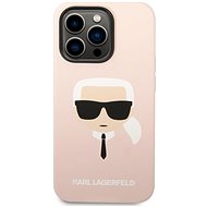 Karl Lagerfeld Liquid Silicone Karl Head Back Cover for iPhone 14 Pro Pink - Phone Cover