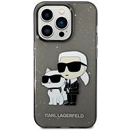 Karl Lagerfeld IML Glitter Karl and Choupette NFT Back Cover für iPhone 14 Pro Max - Schwarz - Handyhülle