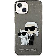 Karl Lagerfeld IML Glitter Karl and Choupette NFT Back Cover für iPhone 14 - Schwarz - Handyhülle