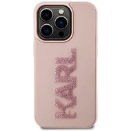 Karl Lagerfeld 3D Rubber Glitter Logo Karl Zadní Kryt pro iPhone 15 Pro Max Pink - Phone Cover