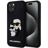 Karl Lagerfeld 3D Rubber Karl and Choupette iPhone 15 fekete tok - Telefon tok