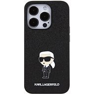 Karl Lagerfeld Fixed Glitter Metal Ikonik Cover für iPhone 15 Pro Schwarz - Handyhülle