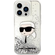 Karl Lagerfeld Liquid Glitter Karl Head Zadní Kryt pro iPhone 15 Pro Max Silver - Phone Cover