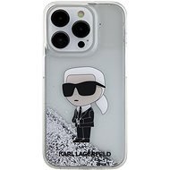 Karl Lagerfeld Liquid Glitter Karl Head Zadní Kryt pro iPhone 15 Pro Silver - Phone Cover