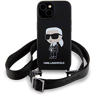 Karl Lagerfeld Liquid Silicone Crossbody Ikonik Zadní Kryt pro iPhone 15 Black - Phone Cover