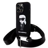 Karl Lagerfeld Liquid Silicone Crossbody Ikonik iPhone 15 Pro fekete tok - Telefon tok