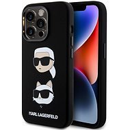 Karl Lagerfeld Liquid Silicone Karl and Choupette Heads Zadný Kryt pre iPhone 15 Pro Black - Kryt na mobil