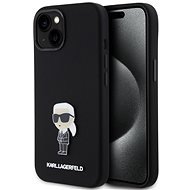Karl Lagerfeld Liquid Silicone Metal Ikonik Back Cover für iPhone 15 Schwarz - Handyhülle