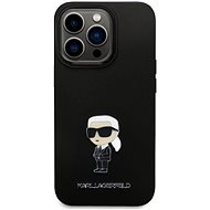 Karl Lagerfeld Liquid Silicone Metal Ikonik Back Cover für iPhone 15 Pro Schwarz - Handyhülle