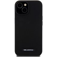 Karl Lagerfeld Liquid Silicone Plaque iPhone 15 MagSafe fekete tok - Telefon tok
