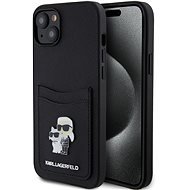 Karl Lagerfeld PU Saffiano Card Slot Metal Karl and Choupette Zadní Kryt pro iPhone 15 Black - Phone Cover