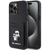 Karl Lagerfeld PU Saffiano Card Slot Metal Karl and Choupette Back Cover for iPhone 15 Pro Max Black - Phone Cover