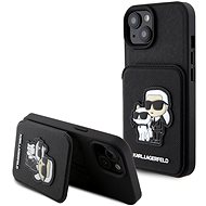 Karl Lagerfeld PU Saffiano Card Slot Stand Karl and Choupette Zadní Kryt pro iPhone 15 Black - Phone Cover