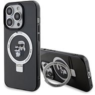 Karl Lagerfeld Ringstand Karl and Choupette MagSafe Zadný Kryt pre iPhone 15 Pro Max Black - Kryt na mobil