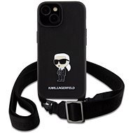 Karl Lagerfeld Saffiano Crossbody Metal Ikonik iPhone 15 fekete tok - Telefon tok