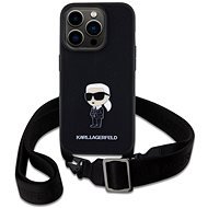 Karl Lagerfeld Saffiano Crossbody Metal Ikonik iPhone 15 Pro fekete tok - Telefon tok