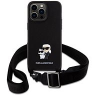 Karl Lagerfeld Saffiano Crossbody Metal Karl and Choupette Zadní Kryt pro iPhone 15 Pro Max Black - Phone Cover