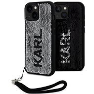 Karl Lagerfeld Sequins Reversible Back Cover für iPhone 15 schwarz/silber - Handyhülle
