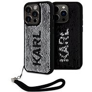 Karl Lagerfeld Sequins Reversible iPhone 15 Pro fekete-ezüstszín tok - Telefon tok