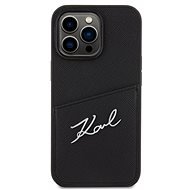 Karl Lagerfeld Saffiano Card Slot Metal Signature Back Cover für iPhone 13 Pro Black - Handyhülle