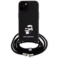 Karl Lagerfeld Saffiano Nylon Crossbody Metal Karl and Choupette iPhone 15 fekete hátlap tok - Telefon tok