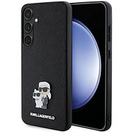 Karl Lagerfeld PU Saffiano Metal Karl and Choupette Back Cover for Samsung Galaxy S24 Black - Phone Cover