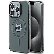 Karl Lagerfeld IML Choupette Head Metal Frame MagSafe Back Cover for iPhone 15 Pro Max Black - Phone Cover