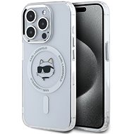 Karl Lagerfeld IML Choupette Head Metal Frame MagSafe Back Cover for iPhone 15 Pro Max Transparent - Phone Cover