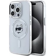 Karl Lagerfeld IML Choupette Head Metal Frame MagSafe Back Cover for iPhone 15 Pro Transparent - Phone Cover