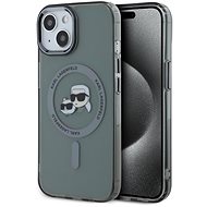 Karl Lagerfeld IML K&CH Heads Metal Frame MagSafe Back Cover for iPhone 15 Black - Phone Cover