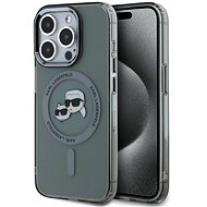 Karl Lagerfeld IML K&CH Heads Metal Frame MagSafe Back Cover for iPhone 15 Pro Black - Phone Cover