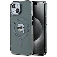 Karl Lagerfeld IML Karl Head Metal Frame MagSafe Back Cover for iPhone 15 Black - Phone Cover