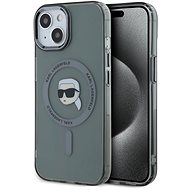 Karl Lagerfeld IML Karl Head Metal Frame MagSafe Back Cover for iPhone 15 Pro Black - Phone Cover