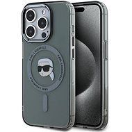 Karl Lagerfeld IML Karl Head Metal Frame MagSafe Back Cover for iPhone 15 Pro Max Black - Phone Cover