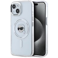 Karl Lagerfeld IML Karl Head Metal Frame MagSafe Back Cover for iPhone 15 Transparent - Phone Cover