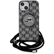 Karl Lagerfeld IML Monogram Crossbody K&CH Heads MagSafe Back Cover for iPhone 15 Black - Phone Cover