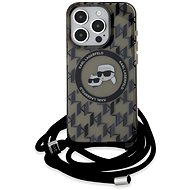 Karl Lagerfeld IML Monogram Crossbody K&CH Heads MagSafe Back Cover for iPhone 15 Pro Max Black - Phone Cover